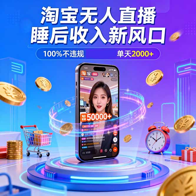 淘宝无人直播,不违规不封号,直播100小时卖了5万,年底旺季!-独家科技资源网