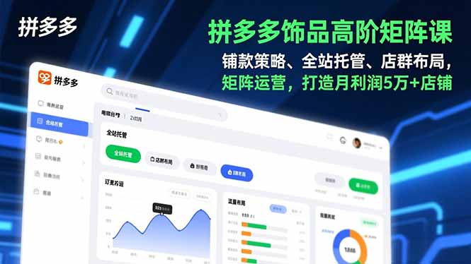 拼多多饰品高阶矩阵课，铺款策略、全站托管、店群布局，矩阵运营，打造月利润5万+店铺-独家科技资源网