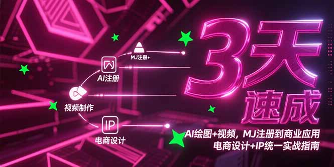 3天速成AI绘图+视频，MJ注册到商业应用，电商设计+IP统一实战指南-独家科技资源网