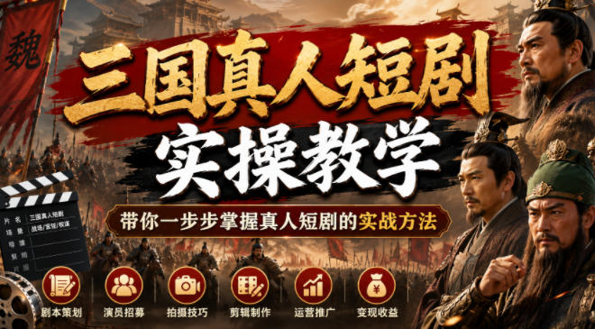三国真人短剧实操教学,带你一步步掌握真人短剧的实战方法-独家科技资源网