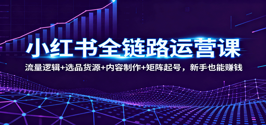 小红书全链路运营课：流量逻辑+选品货源+内容制作+矩阵起号，新手也能赚钱-独家科技资源网
