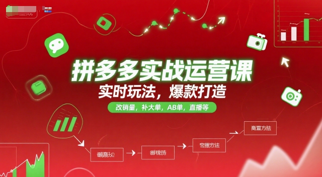 拼多多实战运营课，实时玩法，爆款打造，改销量，补大单，AB单，直播等(更新2025月)-独家科技资源网