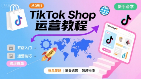 TikTok Shop从0到1运营教程，TikTok跨境电商新手必学课程-独家科技资源网