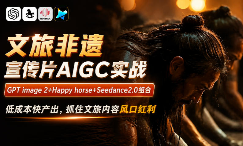 文旅非遗宣传片AIGC实战,GPT image 2+Happy horse+Seedance2.0组合,低成本快产出,抓住文旅内容风口红利-独家科技资源网