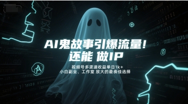 AI鬼故事引爆流量，还能做IP，视频号多渠道收益单日1k+，小白副业、工作室放大的最佳选择-独家科技资源网