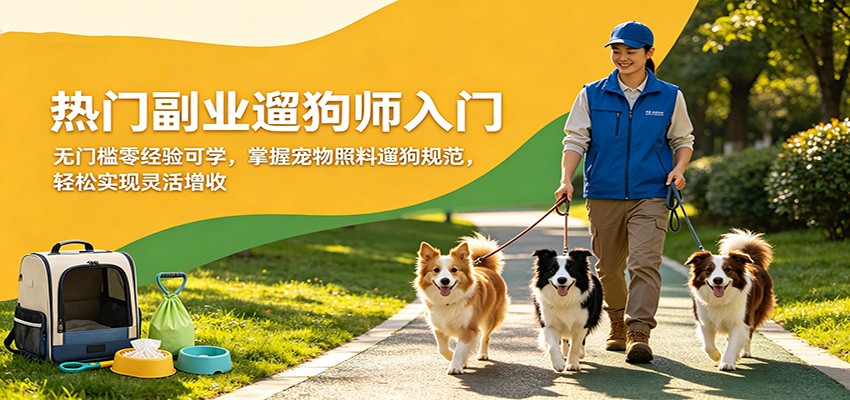 热门副业遛狗师入门，无门槛零经验可学，掌握宠物照料遛狗规范，轻松实现灵活增收-独家科技资源网