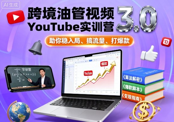 跨境油管视频YouTube实训营3.0，助你稳入局、搞流量、打爆款-独家科技资源网