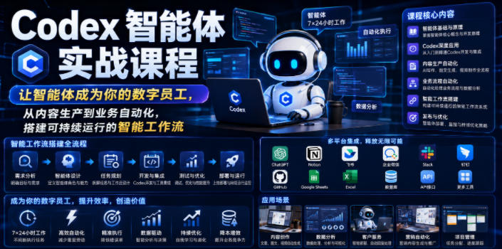Codex智能体实战课程,让智能体成为你的数字员工,从内容生产到业务自动化,搭建可持续运行的智能工作流-独家科技资源网