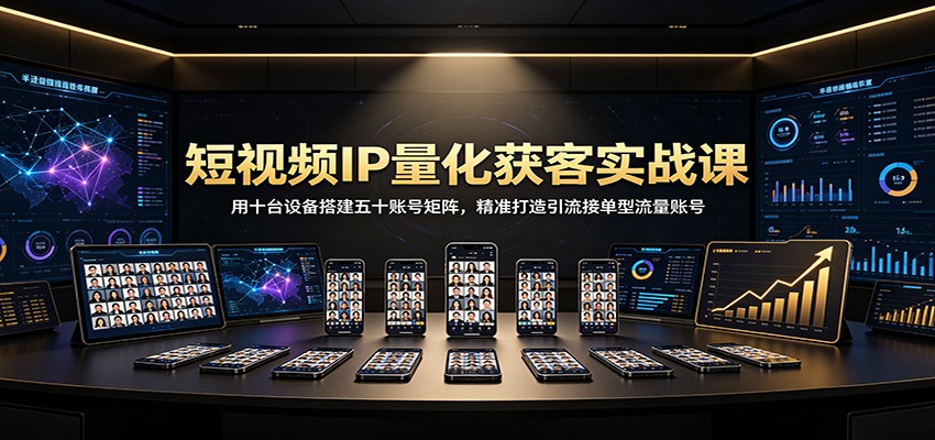 短视频IP量化获客实战课：用十台设备搭建五十账号矩阵，精准打造引流接单型流量账号-独家科技资源网