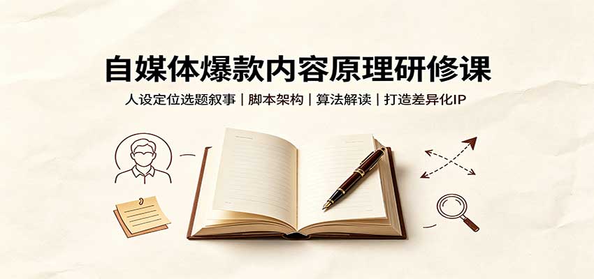 自媒体爆款内容原理研修课：人设定位选题叙事，脚本架构，算法解读打造差异化IP-独家科技资源网