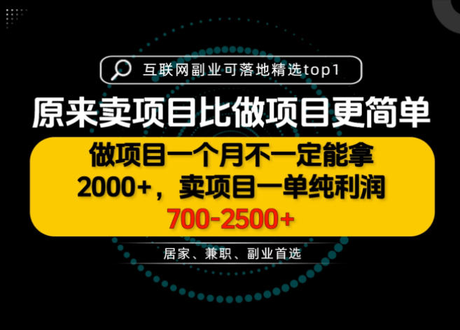 一单利润700-2.5K+，为什么我们要卖项目而不是做项目，我们普通人应该怎样开始？【揭秘】-独家科技资源网