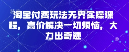 淘宝付费玩法无界实操课程，高价解决一切烦恼，大力出奇迹-独家科技资源网