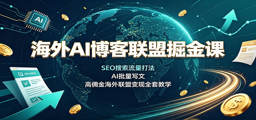 海外AI博客联盟掘金课：SEO搜索流量打法，AI批量写文，高佣金海外联盟变现全套教学-独家科技资源网