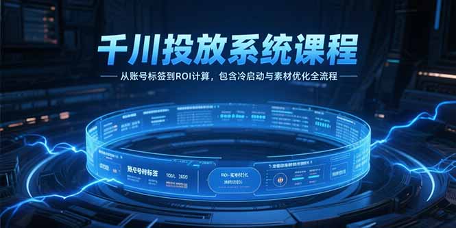 千川投放系统课程，从账号标签到ROI计算，包含冷启动与素材优化全流程-独家科技资源网
