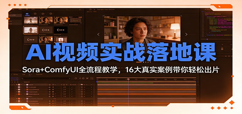 AI视频实战落地课：Sora+ComfyUI全流程教学，16大真实案例带你轻松出片-独家科技资源网