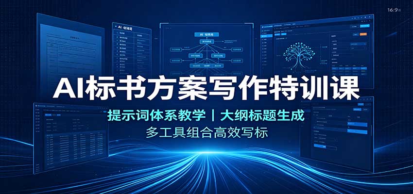 AI标书方案写作特训课：提示词体系教学，大纲标题生成，多工具组合高效写标-独家科技资源网