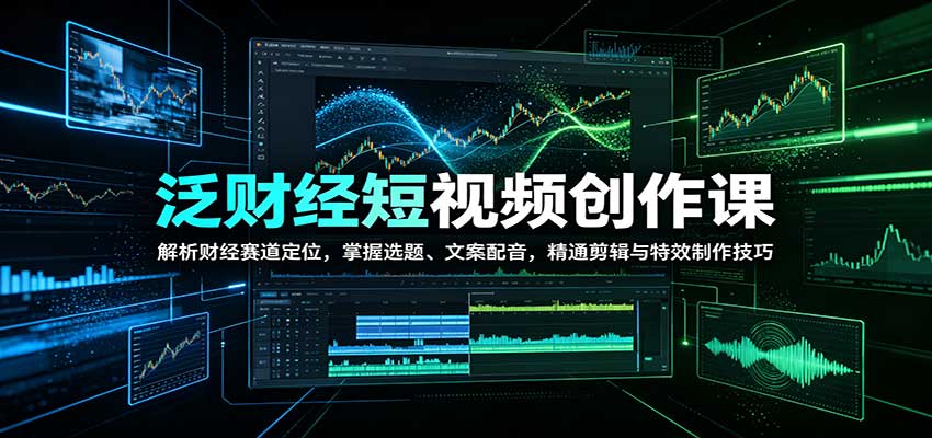 泛财经短视频创作课：解析财经赛道定位，掌握选题、文案配音，精通剪辑与特效制作技巧-独家科技资源网