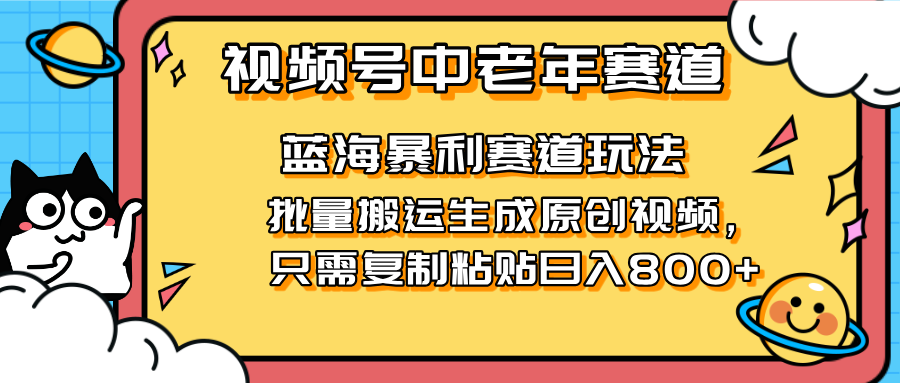 2025视频号中老年短视频蓝海暴利风口！复制粘贴搬运视频单日赚800+，无...-独家科技资源网