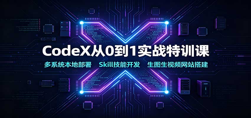 CodeX从0到1实战特训课：多系统本地部署，Skill技能开发，生图生视频网站搭建-独家科技资源网