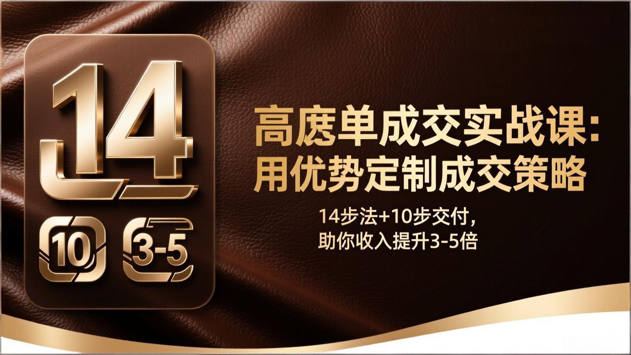 高客单成交实战课：用优势定制成交策略，14步法+10步交付，助你收入提升3-5倍-独家科技资源网
