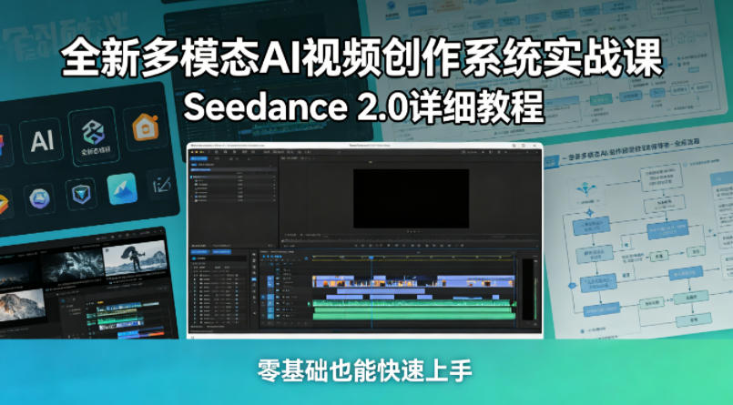 全新多模态AI视频创作系统实战课，Seedance 2.0详细教程，零基础也能快速上手-独家科技资源网