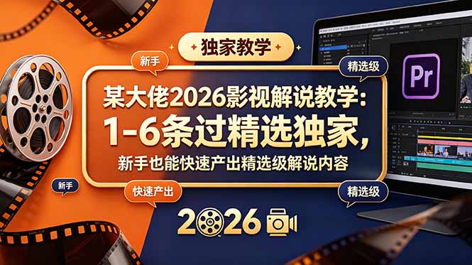 某大佬2026影视解说教学:1-6条过精选独家,新手也能快速产出精选级解说内容-独家科技资源网