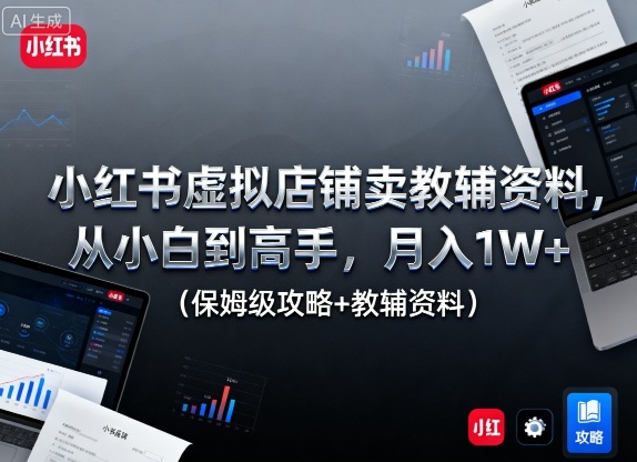 小红书虚拟店铺卖教辅资料，从小白到高手，月入1W+(保姆级攻略+教辅资料)-独家科技资源网