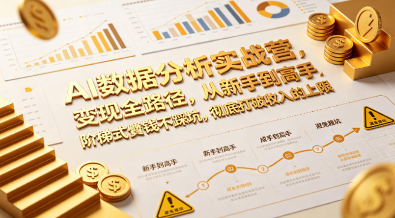 AI数据分析实战营，变现全路径，从新手到高手，阶梯式賺钱不踩坑，彻底打破收入的上限-独家科技资源网