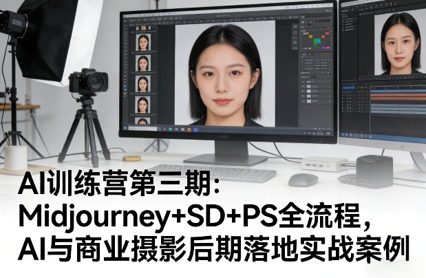 AI训练营第三期:Midjourney+SD+PS全流程,AI与商业摄影后期落地实战案例-独家科技资源网