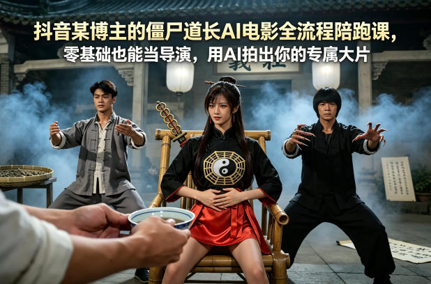 抖音某博主的僵尸道长AI电影全流程陪跑课，零基础也能当导演，用AI拍出你的专属大片-独家科技资源网