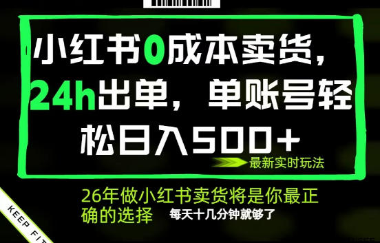 小红书0成本AI卖货，24小时出单，全流程托管，保底日入500+，每天十几分钟就够了【揭秘】-独家科技资源网