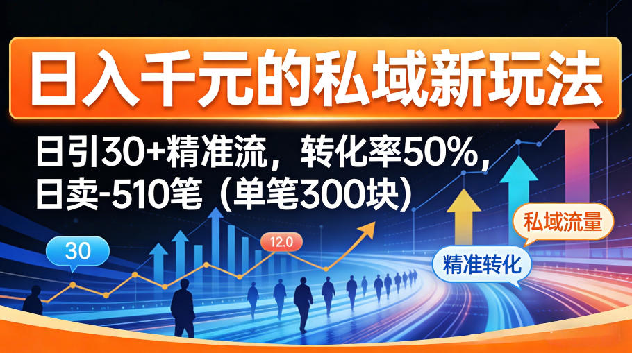 日入千米的私域新玩法：日引30＋精准流，转化率50%，日卖5-10笔(单笔300米)-独家科技资源网