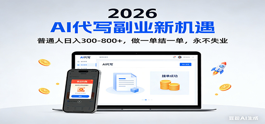 2026 副业首选！AI 代写日入 300-800，普通人0门槛，做一单结一单！-独家科技资源网