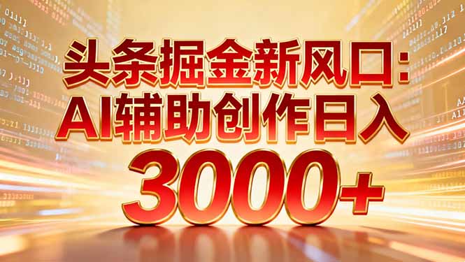 头条掘金新风口：AI辅助创作日入3000+，矩阵玩法当天启动隔天见效-独家科技资源网