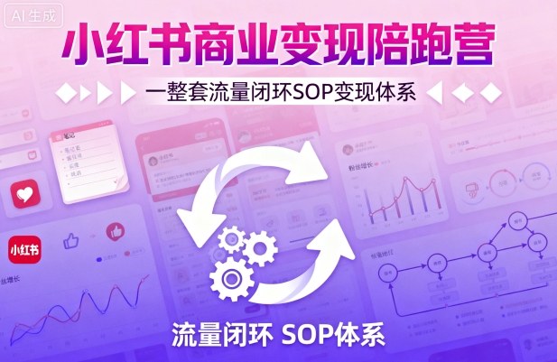 小红书商业变现陪跑营，轻IP矩阵 私域获客 聚光投流，一整套流量闭环SOP变现体系-独家科技资源网