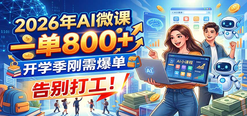 2026年AI微课，一单800+，开学季刚需爆单，告别打工！-独家科技资源网