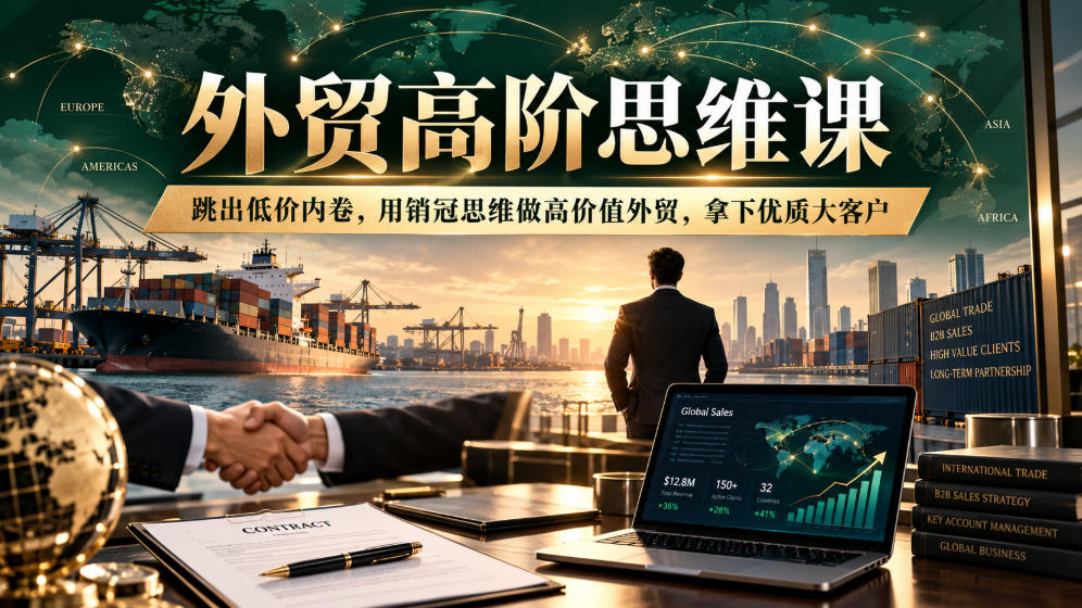 外贸高阶思维课,跳出低价内卷,用销冠思维做高价值外贸,拿下优质大客户-独家科技资源网