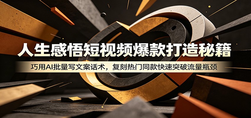 人生感悟短视频爆款打造秘籍:巧用A 批量写文案话术,复刻热门同款快速突破流量瓶颈-独家科技资源网