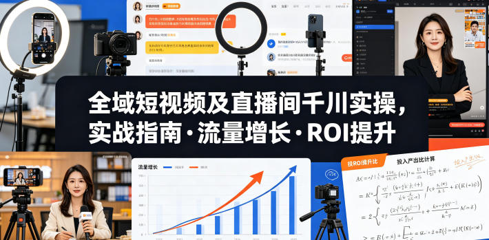 全域短视频及直播间千川实操，实战指南·流量增长·ROI提升(更新)-独家科技资源网