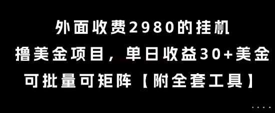 外面收费2980的挂G撸美金项目，单日收益30+美金，可批量可矩阵【揭秘】-独家科技资源网