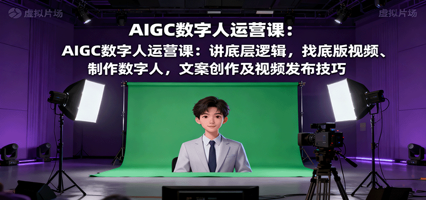 AIGC数字人运营课：讲底层逻辑，找底版视频、制作数字人，文案创作及视频发布技巧-独家科技资源网