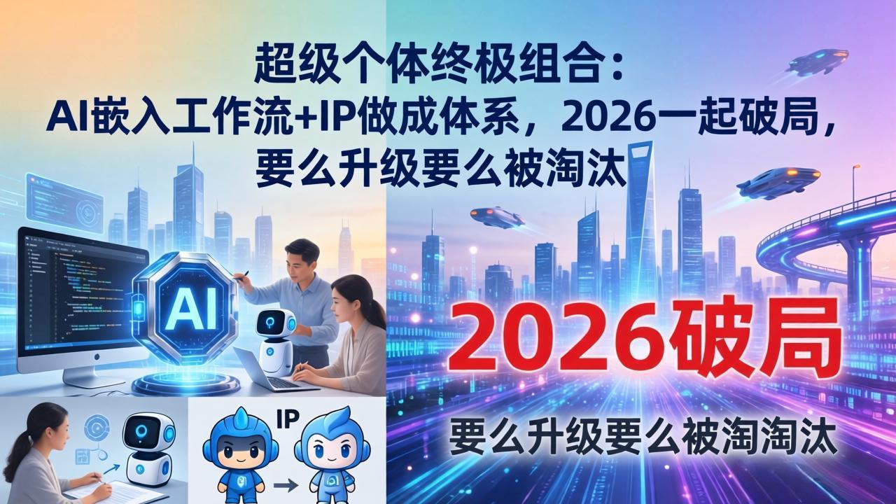 超级个体终极组合:AI嵌入工作流+IP做成体系,2026一起破局,要么升级要么被淘汰-独家科技资源网