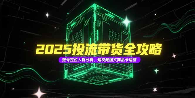 2025投流带货全攻略，账号定位人群分析，短视频图文商品卡运营-独家科技资源网