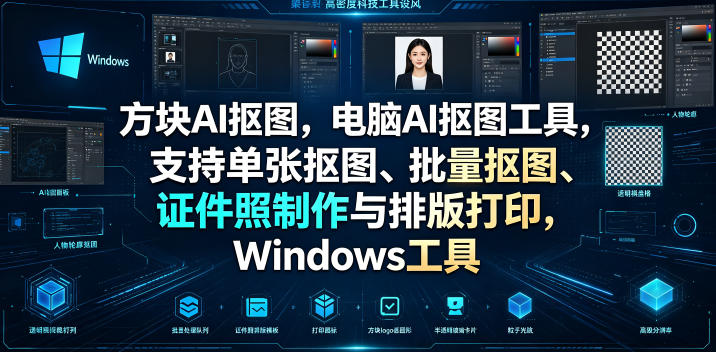 方块AI抠图，电脑AI抠图工具，支持单张抠图、批量抠图、证件照制作与排版打印，Windows工具-独家科技资源网