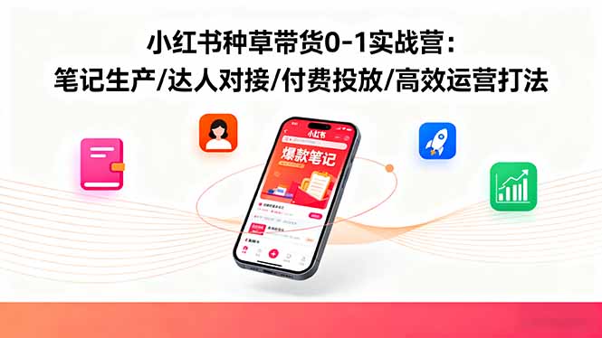 小红书种草带货0-1实战营：笔记生产/达人对接/付费投放/高效运营打法-独家科技资源网
