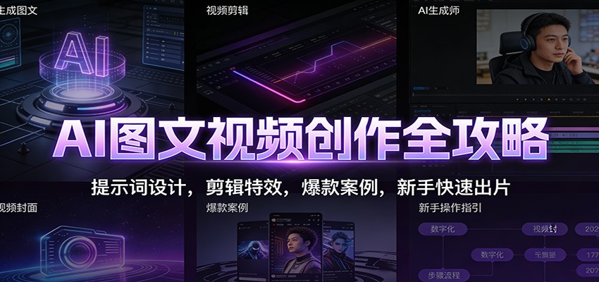 AI图文视频创作全攻略：提示词设计，剪辑特效，爆款案例，新手快速出片-独家科技资源网