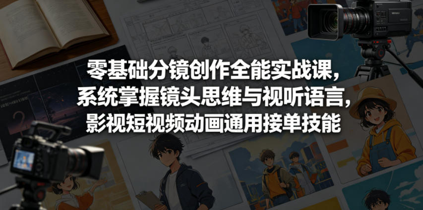 零基础分镜创作全能实战课,系统掌握镜头思维与视听语言,影视短视频动画通用接单技能-独家科技资源网
