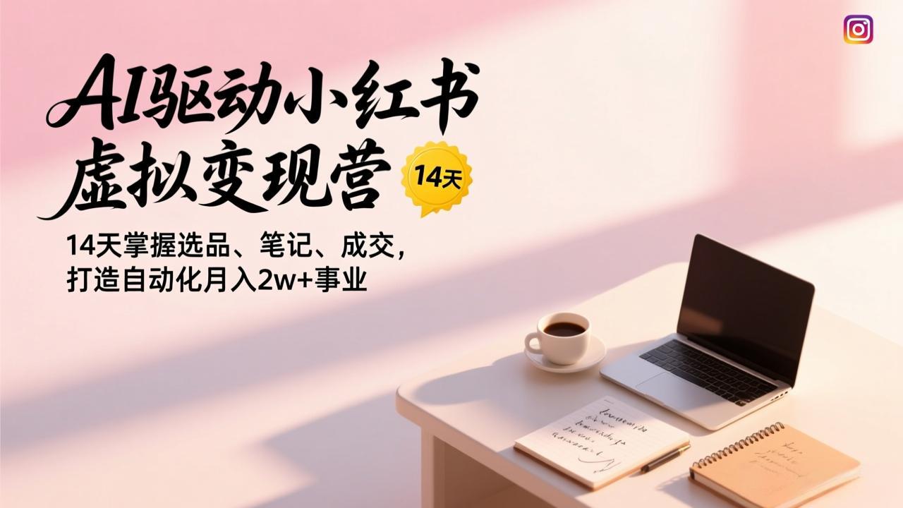 AI驱动小红书虚拟变现营，14天掌握选品、笔记、成交，打造自动化月入2w+事业-独家科技资源网
