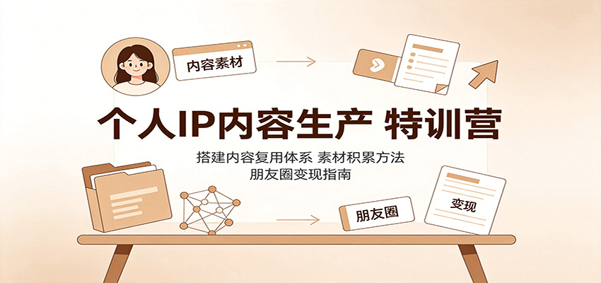 个人IP内容生产特训营：搭建内容复用体系，素材积累方法，朋友圈变现指南-独家科技资源网