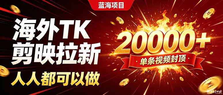海外TK拉新新玩法，剪映就能做，不用经验不用粉丝，单条视频收益上限20000+-独家科技资源网